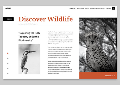 Daily UI Challenge - #051 dailyui dailyuichallenge design landing page press page press page design ui design uichallenge uidesign wildlife wildlife charity wildlife charity design wildlife conservation wildlife platform design wildlife platform ui