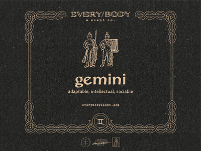 ESC Zodiac Collection - Gemini alchemy brand design brand identity branding branding design candle collection gemini illustration label label design medieval packaging packaging design product sticker vector vintage visual identity zodiac