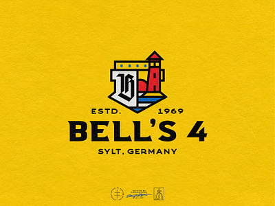 Bell's 4 badge coat of arms colorful crest emblem germany gothic island lettering lighthouse logo logo design logomark logotype modern pub retro type typography vintage