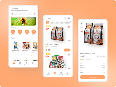 UI Design of an app for pets app design e commerce ui