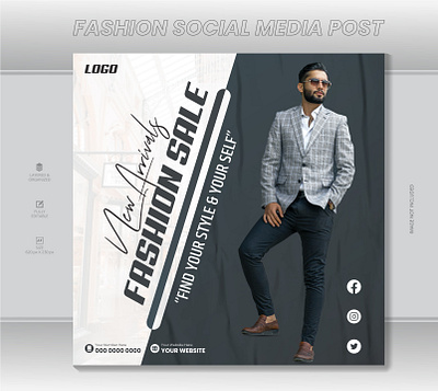 Fashion Social Media Post branding brochure design facebook post fashion fashion instagram post fashion sale flyer graphic design illustration instagram post logo sale ui