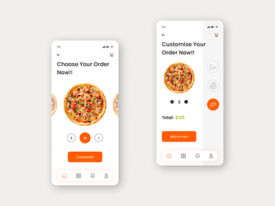 Customize Product 033 app design branding clean customize customize product dailyui dailyui033 delivery design food app graphic design illustration minimalist order pizza ui ux