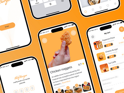 FAST FOOD Mobile app (orange theme) fast food mobile mobileapp orange theme ui