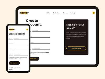 Create account - UI Design application create account design log in parcel regestration sign in sign up signin ui ui design ux web design website