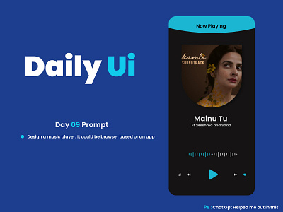 Daily Ui Challenge/ A Music Player UI app dailyui design graphic design illustration learning musicapp typography ui uidesign uidesigner uiux uxdesign uxdesigner