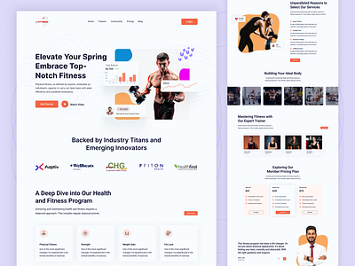 Health & Fitness Landing Page bodybuilding branding design ecommerce fitness fitness club fitness website gym health homepage landing page lifestyle minimal trainers training ui ux website weightloss workout