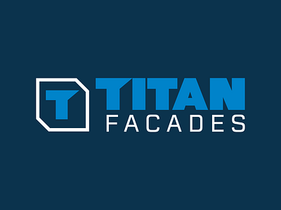 TITAN Facades blue bold branding building construction crane engineering facade heavy icon identity logo mark negative space strong thick titan type white