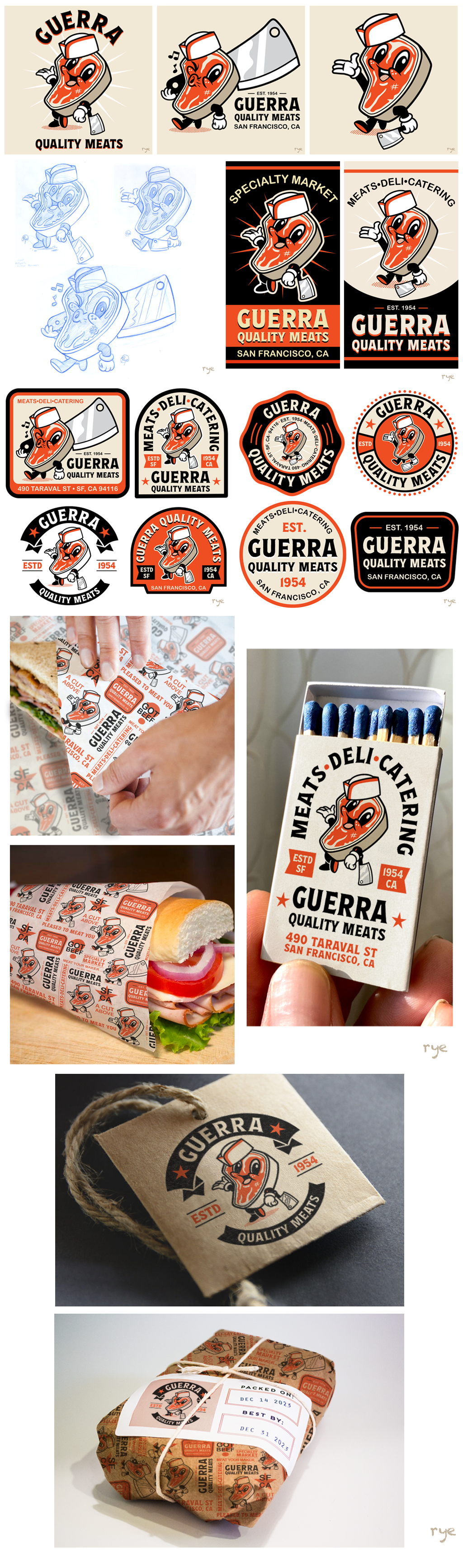 Guerra Quality Meats branding character design design graphic design graphic design illustration vector