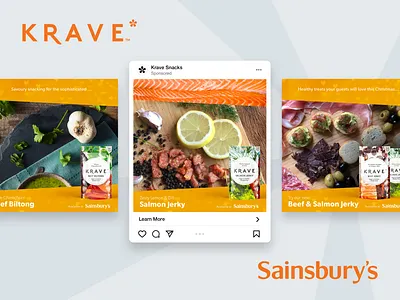 Krave | Social Media Ads - Sainsbury's advert billtong campaign facebook food insta instagram jerky krave orange sainsburys social social media