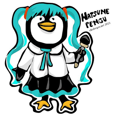 Hatsune Pengu animals digital art hatsune miku illustration parody penguins singer vector