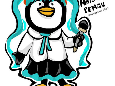 Hatsune Pengu animals digital art hatsune miku illustration parody penguins singer vector