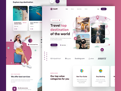 TakeOff - A Travel Agency Website Landing Page UI Design graphic design interactive design travel agency website travel app travel landing page website travel website ui design ui ui design ui designer uiux ux designer ux research