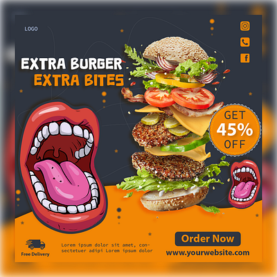 Social media burger ads ads advertising burger graphic design illustration social media vector