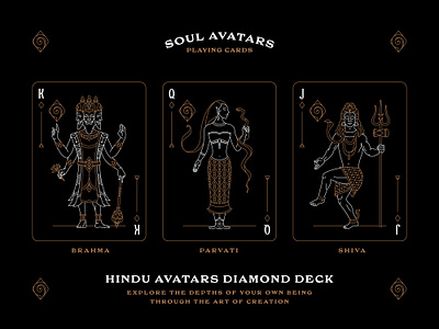 Soul Avatars Playing Cards brahman branding divine gods graphic design illustration lineart mythology occult playing cards shiva