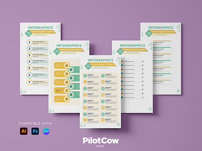 Interactive Infographic Templates adobeillustrator brand branidentity creative design graphic design graphicdesigner graphics infographicdesign infographics interactive purple yellow