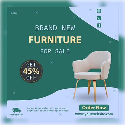 social media furniture ads advertising branding design furniture logo sales social media vector