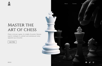 MoveMasters · Chess Learning Platform Home Page Design Concept app black brand branding classic clean concept design home homepage interface landing page minimal minimalism minimalist ui ux web website white
