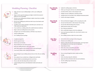 Wedding | Checklist branding checklist colorful design designer for print illustration list pink planner to do list todo typography wedding