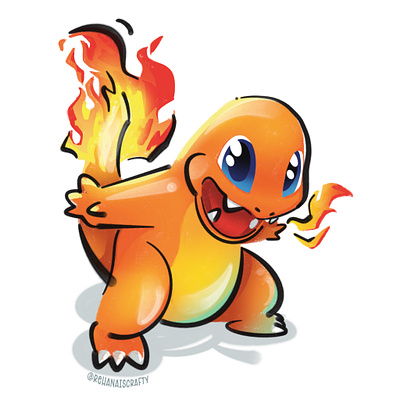004: Charmander art charmander design digital etsy illustration painting pokemon procreate sketch sticker