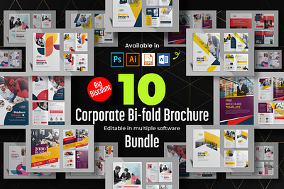 10 Brochure Big Bundle Set 10 brochure bifold bundle big bundle branding brochure bundle brochure set corporate brochure creativemarket design digital product download editable flyer bundle flyers graphic design pro proposal psd report templates