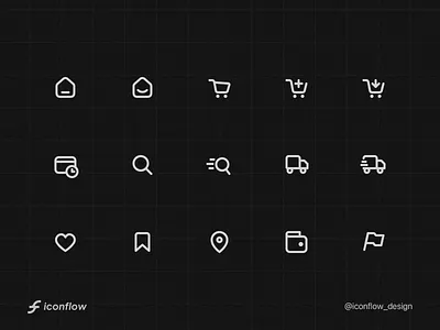 E-commerce Icon Set 1/9 black cart clean design ecommerce icon pack icon set iconflow icons line line icons minimal online outline shopping simple stroke transparent white
