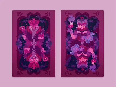 King and Queen of Hearts boardgame character concept cup design game illustration king monarch playingcards queen snake vector worm