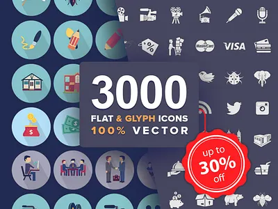 Jumbo Flat-Glyph Icons Set design graphics readytouse vector