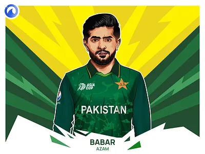 Portrait illustration - Babar Azam, Pakistan artwork asia cup avatar babar azam batsman batting best batsman bowler cricket cricket player digital portrait graphic design illustration ind vs pak pakistan player portrait sports vector illustration world cup