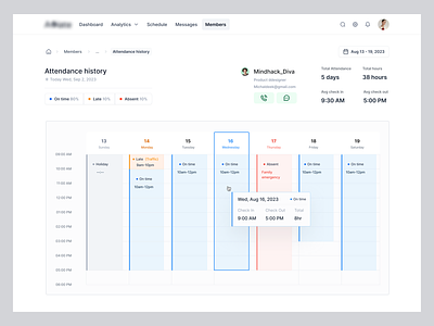 Attendance history attendance app attendance dashboard attendance history attendance management attendance records attendance report attendance software attendance tracking dashboard employee interface joniahmed minimal saas top trend ui design userexperience webdesign website