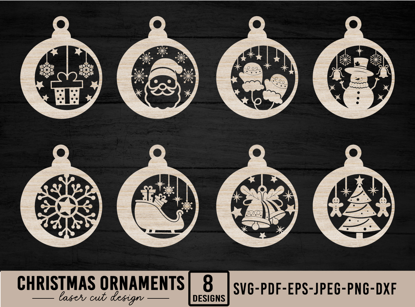Christmas Ornament SVG Bundle Round Christmas Ornaments christmas decor svg christmas ornaments svg christmas scene svg custom ornament glowforge christmas home decor laser cut glowforge ornament laser cut round christmas tree ornaments
