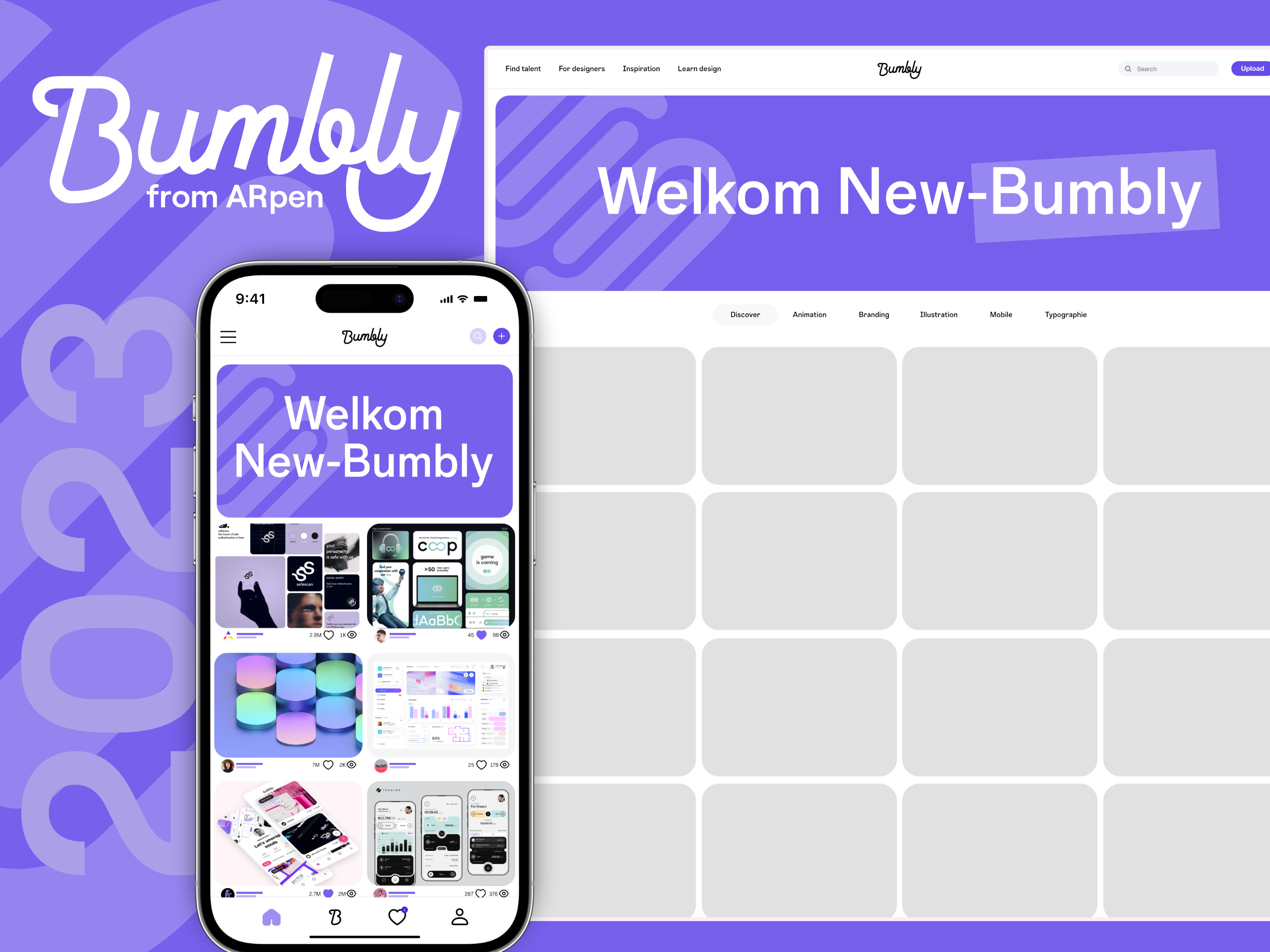 Bumbly.com (project) affinity behance branding bumbly design dribbble dribbble redesign graphic design illustration ios logo media redesign typo ui web