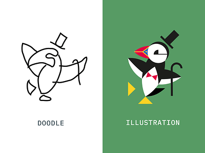 Doodle VS Final branding dance doodle logo logo design pelican process sketch top hat