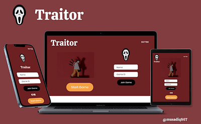 Traitor game home screen designs figma graphic design homepage interface designer logo screen ui ux