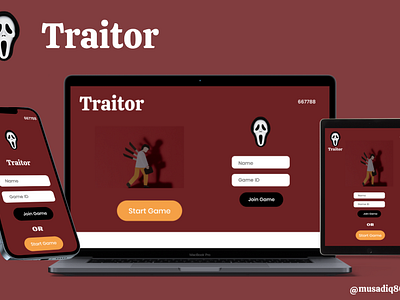 Traitor game home screen designs figma graphic design homepage interface designer logo screen ui ux