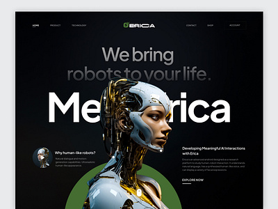 Erica - UI Design for human-robotic ai ai interactions android clean design future innovation minimal modern technology robotic ui ui design uiux web design