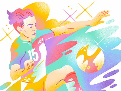 Megan Rapinoe for Forward Play! colorful fifa football gradient illustration jordan kay megan rapinoe noise rainbow soccer sparkle stars texture womens world cup
