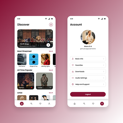 Music Player Mobile App dailyui design ui ui design ux ux design