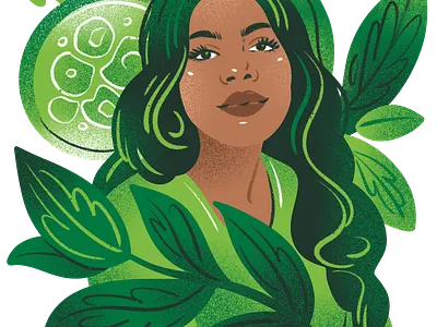 Garnier x Popsugar - Esther Portrait art beauty cosmetics drawing editorial editorial illustration garnier illustrated portrait illustration jordan kay limited color limited palette noise portrait science texture