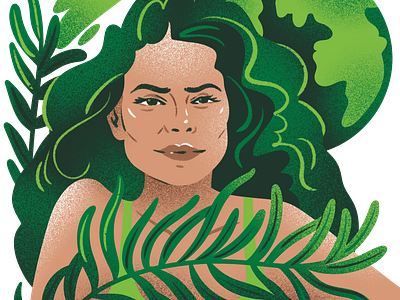 Garnier x Popsugar - Sage beauty cosmetics drawing earth editorial editorial illustration garnier green illustration jordan kay limited color noise popsugar portrait shampoo sustainability texture