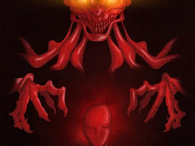 Demonic influence character character design creature creature design dark dark art demon digital horror illustration monster monster design red terror