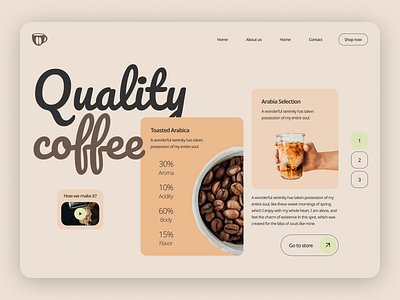 Coffee Shop Company Website Landing Page above the fold coffee coffee shop design elegant landing minimal ui ux