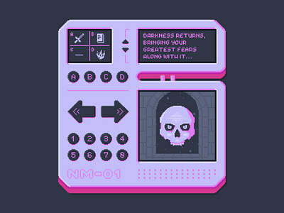 Fear | Pixel Art Handheld Device 80s dark futuristic gaming nostalgia retro video games scary skull spooky