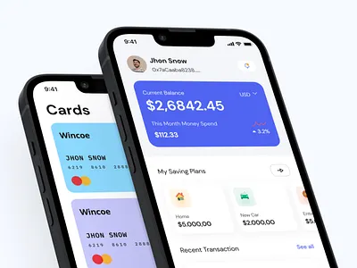 Digital Wallet App- Home & Card Screen 3d 3d illustration app design app ui ux design banking app clean crypto app currency finance app marketplace minimal mobile app onboarding ui design ui ux user interface ux design wallet wallet app