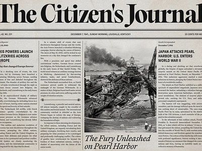 The Citizen's Journal - vintage newspaper exploration black black and white design graphic design history news newspaper old style retro typography vintage white ww2