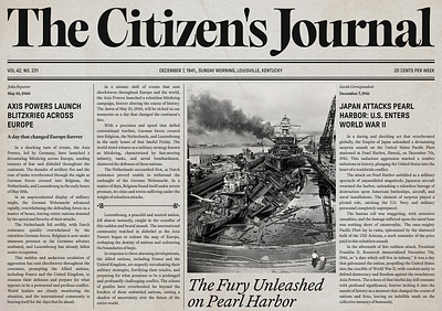 The Citizen's Journal - vintage newspaper exploration black black and white design graphic design history news newspaper old style retro typography vintage white ww2