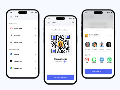 Digital Wallet App- Topup & Payment Request Screen 3d illustration app design app ui ux design banking app clean crypto app currency finance app marketplace minimal mobile app onboarding ui design ui ux user interface ux design wallet wallet app