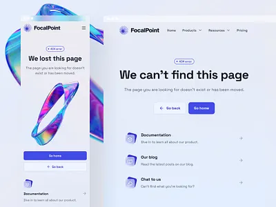 Focal Point - 404 Error Page Glossy Interface Design animation appuserflow designfeedback designinspiration interactiondesign mobileappdesign productdesign prototyping responsivedesign typography uidesign uipatterns usabilitytesting userexperience userinterface userjourney uxdesign visualdesign webdesign wireframing