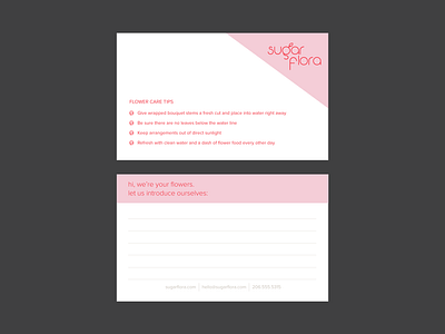 Sugar Flora - Care Card card graphic design layout typography