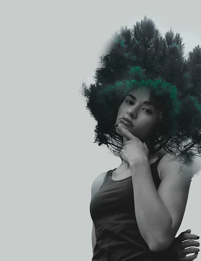 Girl with Afro afro double exposure graphic design hair