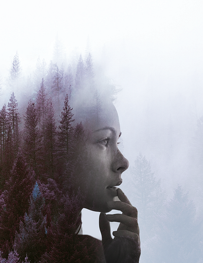 Foggy night design double exposure forest graphic design photoshop editing